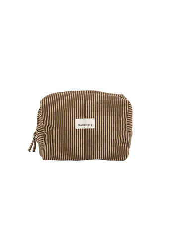 Cotton Toiletry Bag | Coffee Stripe