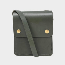 Load image into Gallery viewer, Olive Green Small Leather Crossbody Bag with Pop Closure