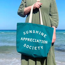 Load image into Gallery viewer, Sunshine Appreciation Society - Tropical Blue Canvas Tote Bag