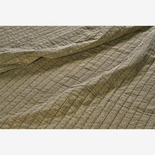 Load image into Gallery viewer, Madam Stoltz Quilted Cotton Throw | Khaki/Dark Green - BTS CONCEPT STORE