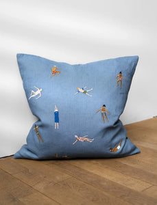 Fine Little Day Swimmers Embroidered Cushion | 48x48 cm