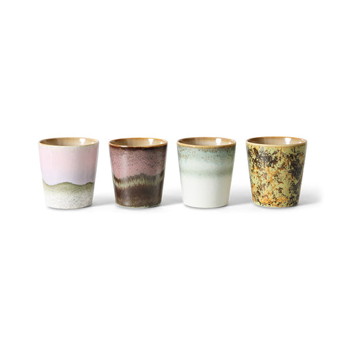 HKLIVING | 70s Ceramics Coffee Mugs | Serendipity | Set of 4