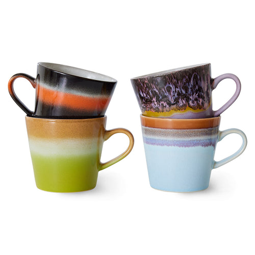 HKLIVING | 70s ceramic Cappuccino Mugs | Solid | Set of 4