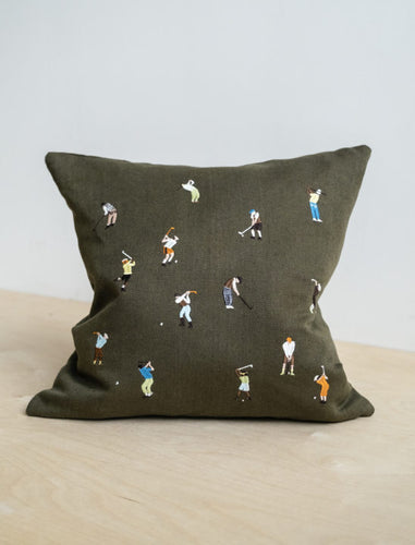 Fine Little Day | Golfers Embroidered Cushion 48x48 cm