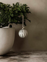 Load image into Gallery viewer, FERM Living | Christmas Glass Baubles | Lines | Red Brown | Set/4