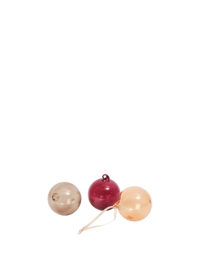 FERM LIVING | Christmas Glass Baubles | Roseate Translucent | Set/3 - Medium
