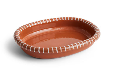 HAY Barro Oval Dish Large | Natural with Stripes