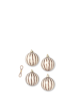 Load image into Gallery viewer, FERM Living | Christmas Glass Baubles | Lines | Red Brown | Set/4