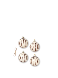 FERM Living | Christmas Glass Baubles | Lines | Red Brown | Set/4