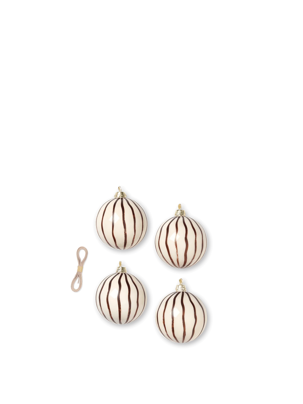 FERM Living | Christmas Glass Baubles | Lines | Red Brown | Set/4