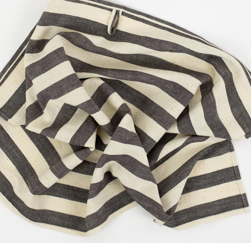 Tea Towel 50x70 | ECO Black + Off-White Thick Stripe