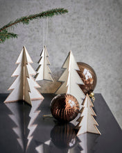 Load image into Gallery viewer, Paper Tree Decorations Set of 2 | white + gold