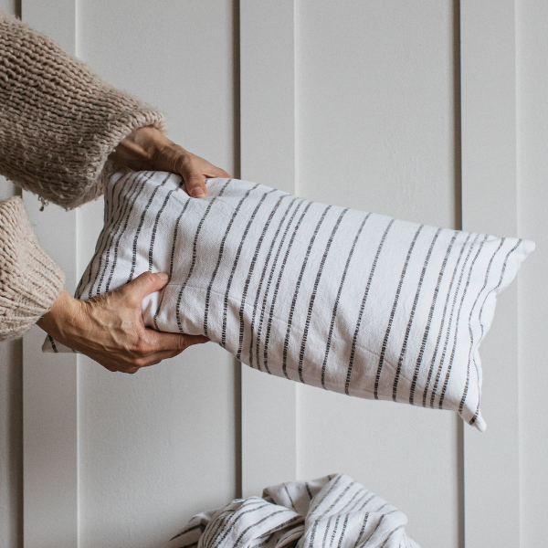 Himmel Grey Textured Stripe Cushion