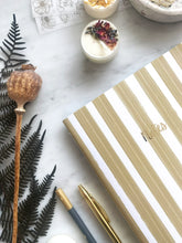 Load image into Gallery viewer, Papercrown | Striped A5 Notebook with Gold Foil and Recycled Pages | Olive