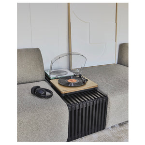 HKliving Black Slatted Wooden Linear Bench | Element