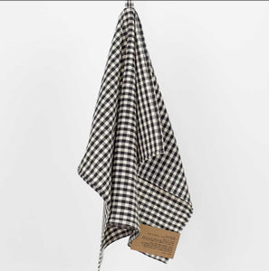 Tea Towel 50x70 | ECO Gingham Black + Off-White Small Check