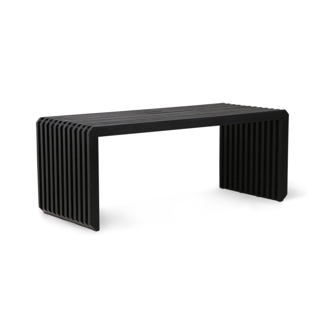 HKliving Black Slatted Wooden Linear Bench | Element