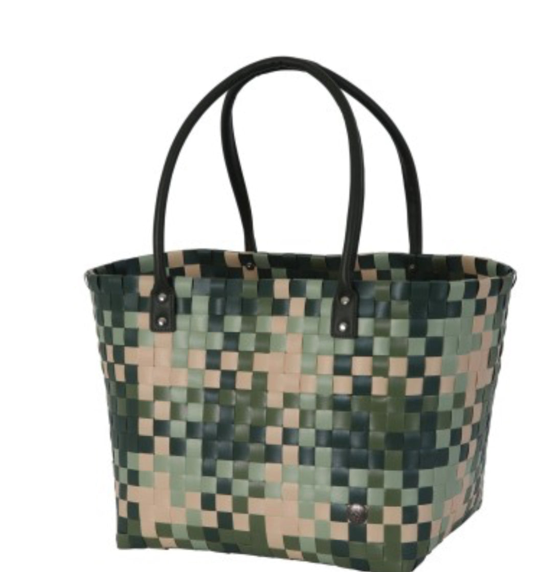 Mingle Recycled Woven Shopper - Green + Natural
