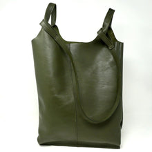 Load image into Gallery viewer, Leather Carrier Tote Bag | Khaki Green