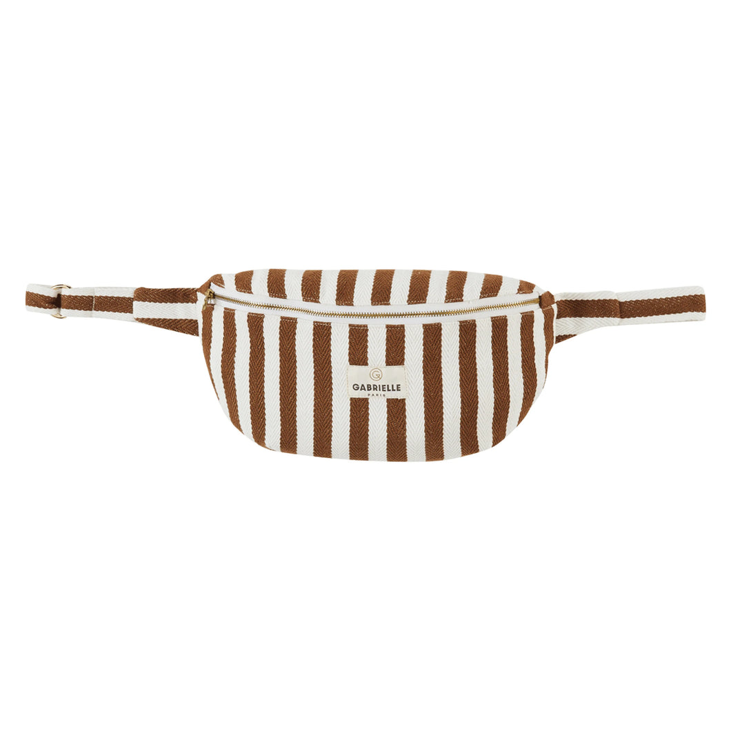 Gabrielle |Cotton Waist Bag | Moka stripes