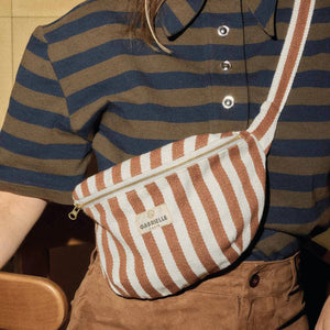Gabrielle |Cotton Waist Bag | Moka stripes