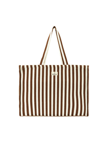 Cotton Weekend Bag | Moka Stripe
