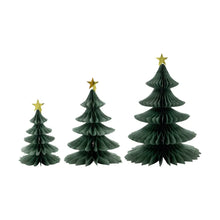 Load image into Gallery viewer, Paper Christmas Tree Decorations | Green | Set of 3
