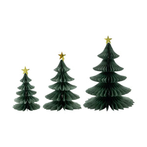 Paper Christmas Tree Decorations | Green | Set of 3