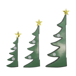 Paper Christmas Tree Decorations | Green | Set of 3