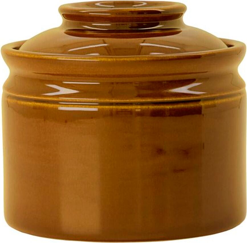 Retro Stone Salt Jar | Barn - Mocha Brown | Glazed