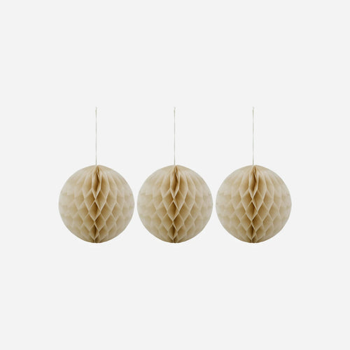 Ivory Round Paper Christmas Decorations | Set/3 | 20cm