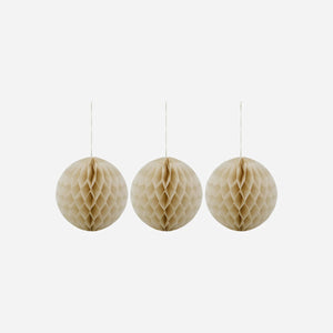 Ivory Round Paper Christmas Decorations | Set/3 | 20cm