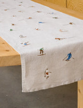 Load image into Gallery viewer, Fine Little Day Skiers Embroidered Table Runner | Nature