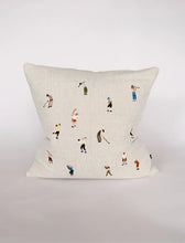 Load image into Gallery viewer, Fine Little Day Golfers Embroidered Cushion | Natural | 48x48 cm
