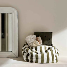 Load image into Gallery viewer, VIC KHAKI + ECRU STRIPE TERRY TOWELLING TOILETRY BAG