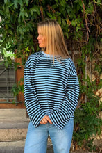 Load image into Gallery viewer, ØST London Anna Crewneck | Black+Blue