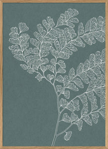 Fern Leaf Print Green | Oak framed