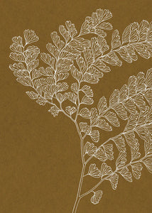 Fern Leaf Print Brown | Oak framed