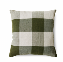 Load image into Gallery viewer, HKliving Woven Linen Cushion | Lowlands | Green + White Check