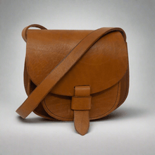 Load image into Gallery viewer, Maya Tan Leather Saddle Bag – Handmade Full-Grain Crossbody