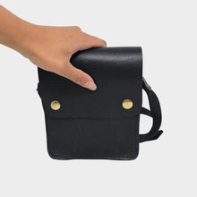 Load image into Gallery viewer, Black Small Leather Crossbody Bag with Pop Bag Closure