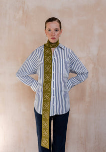 TBCo | Merino Wool Skinny Scarf in Olive Flora