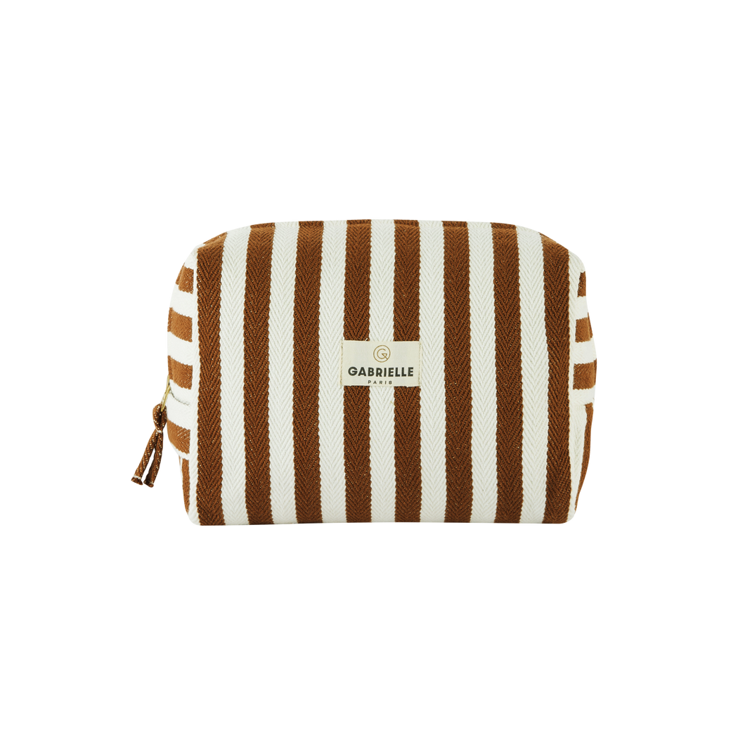 Moka Stripes Cotton Toiletry Bag
