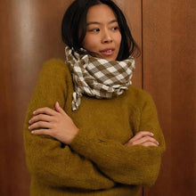 Load image into Gallery viewer, BIANCA SWADDLE SCARF | GINGHAM NATURAL + OCHRE