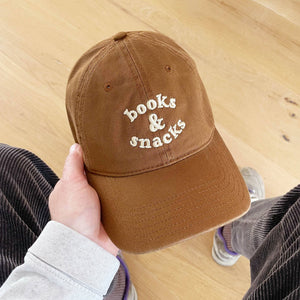 Books & Snacks - Cotton Baseball Cap - Tan