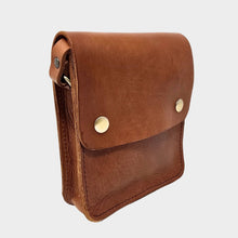 Load image into Gallery viewer, Tan Small Leather Crossbody Bag with Pop Closure