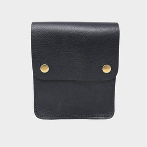 Black Small Leather Crossbody Bag with Pop Bag Closure