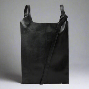 Leather Carrier Tote Bag | Black