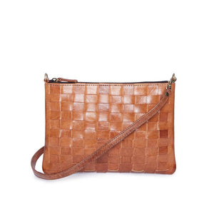 Light brown Alex handwoven Leather Clutch/ crossbody Bag