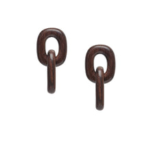 Load image into Gallery viewer, Lien - Brown Oval Chain Link Wooden Drop Earrings - BTS CONCEPT STORE